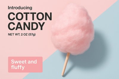 Vibrant Cotton Candy Advertisement with Modern Design
