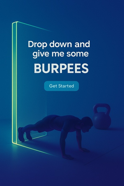Neon Shadow Burpees Workout Scene with Glass and Fluorescent Light