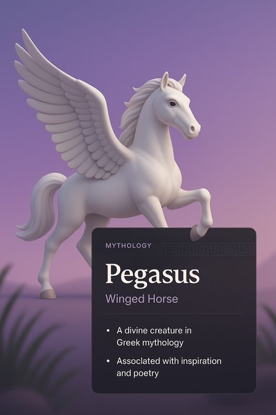 3D Illustration of Pegasus with Mythological Elements
