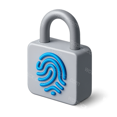 3D Fingerprint Lock Icon with Isometric Design