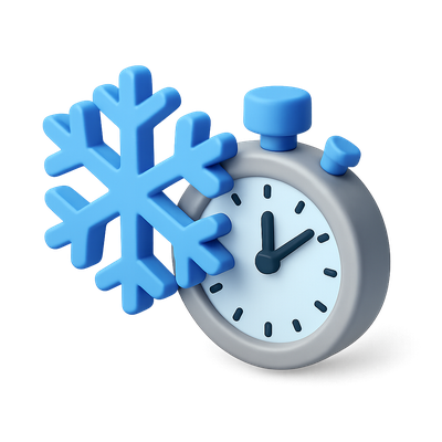 3D Snowflake Timer Icon with Isometric Design