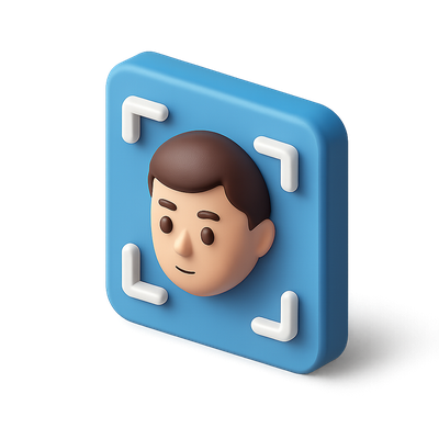 3D Face Recognition Icon with Isometric Design