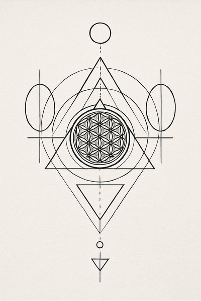Intricate Geometric Pattern Featuring Flower of Life Design