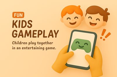 Playful Illustration of Children Engaging in Gaming Activities