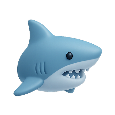 Cute Cartoon Shark Character with Simple Design