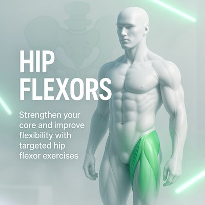 3D Anatomical Illustration of Hip Flexors for Fitness Promotion