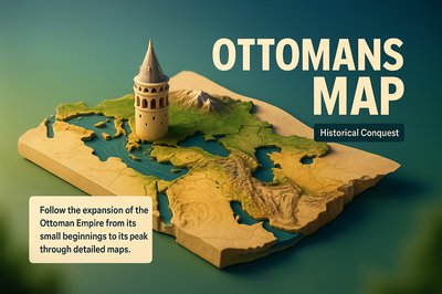 3D Illustration of the Ottoman Empire Map with Historical Context