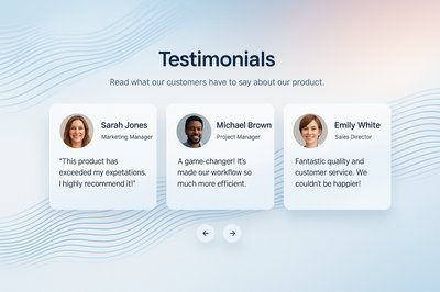 Abstract Blue Waves Background for Testimonials Section