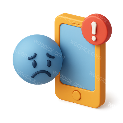 3D FOMO Icon with Smartphone and Sad Emoji