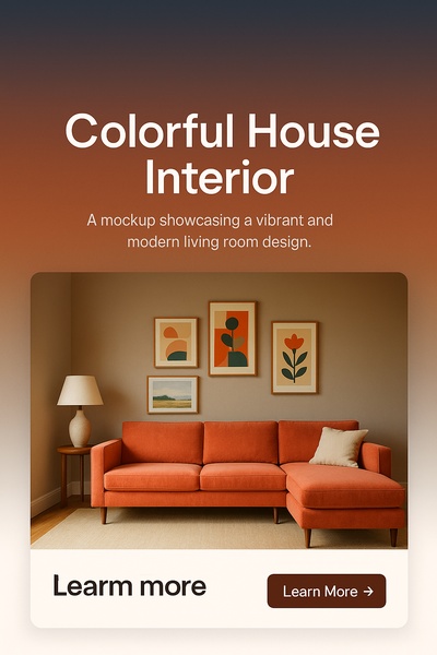 Stylish Living Room with Coral Sectional Sofa