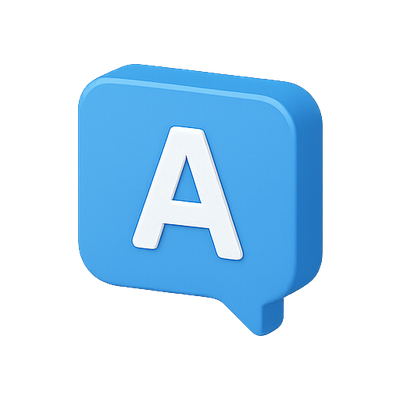 3D Speech Bubble Icon with Letter A