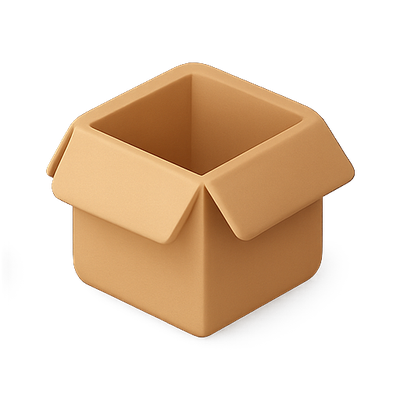 Stylized 3D Box Icon with Open Lid