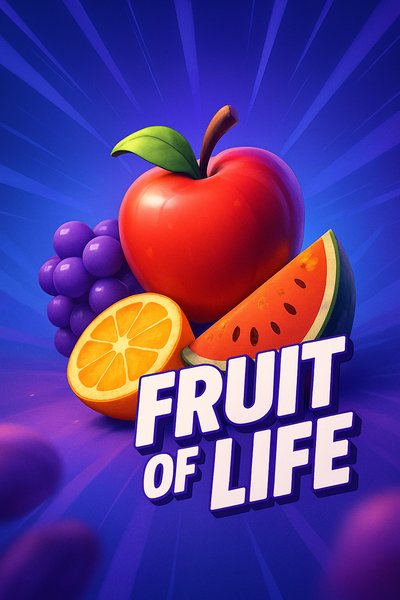 Vibrant Dynamic Composition of Fruit Symbols Representing Life