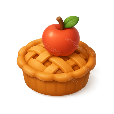 Stylish 3D Apple Pie Icon with Vibrant Colors