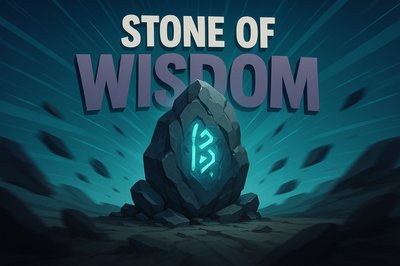 Dynamic Stone of Wisdom Illustration with Bold Typography