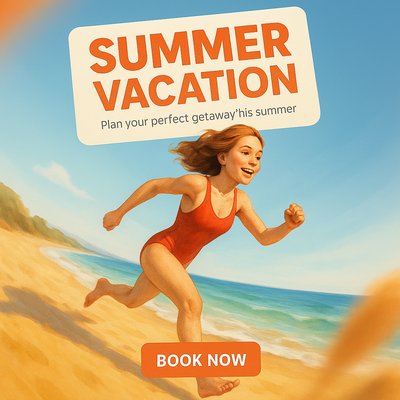 Vibrant Summer Vacation Promotional Graphic