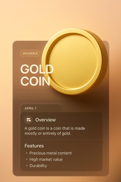 Elegant Gold Coin Design with Informative Panel