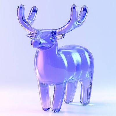 Translucent Glass Reindeer Sculpture with Modern Aesthetic