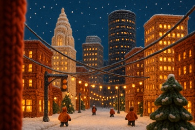Charming Holiday Scene in Downtown Houston