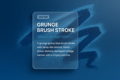 Grunge Blue Brush Stroke Vector Background with Text Overlay