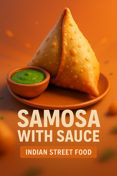 Delicious Samosa with Sauce - Indian Street Food