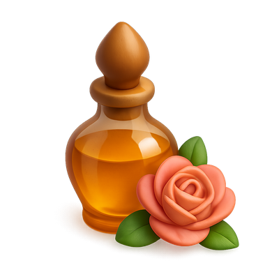 3D Icon of Perfume Bottle with Rose Decoration