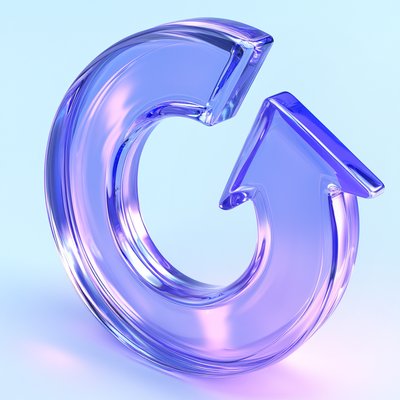 Stylized 3D Refresh Icon with Gradient Colors