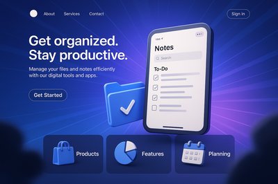 Dynamic Landing Page Design for Digital Planner App