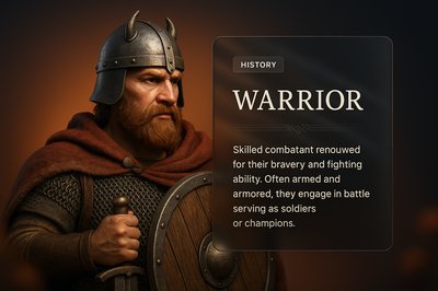 3D Illustration of a Warrior with Integrated Design Elements