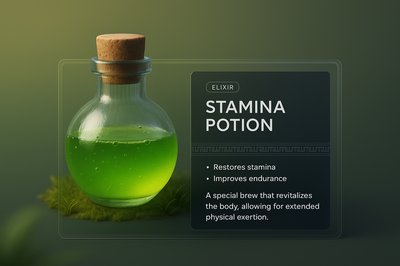 Stamina Potion Elixir Design with Layered Composition