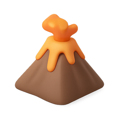 3D Render of a Cartoon Volcano Erupting with Lava