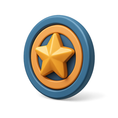3D Star Icon Within a Target Design
