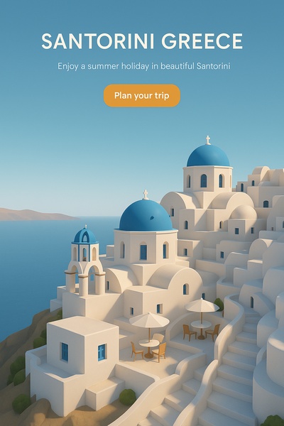 Stunning 3D Illustration of Santorini, Greece