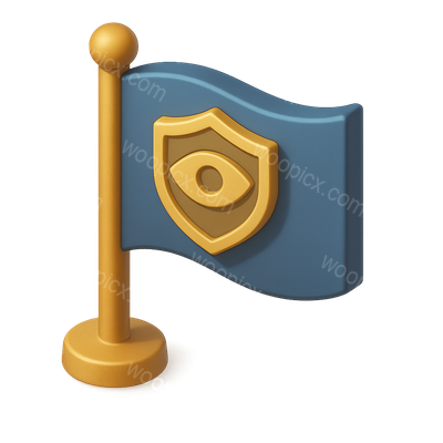 3D Protectorate Overseer Flag Icon with Shield Design
