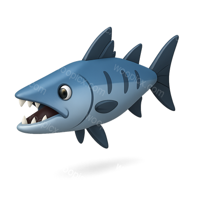 3D Isometric Barracuda Icon with Transparent Background
