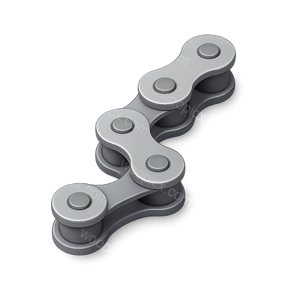 3D Bicycle Chain Icon with Isometric Design