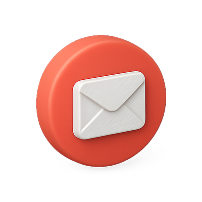 3D Icon of an Email Envelope on a Circular Background