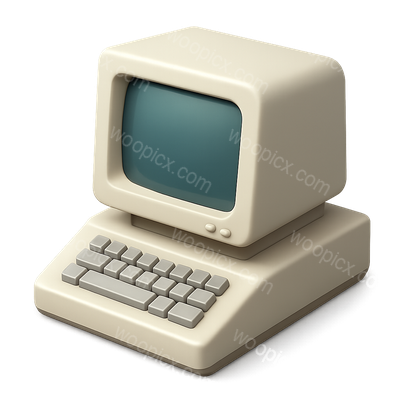 Stylized 3D Computer Icon with Vintage Aesthetics