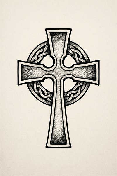Celtic Cross Illustration with Intricate Design