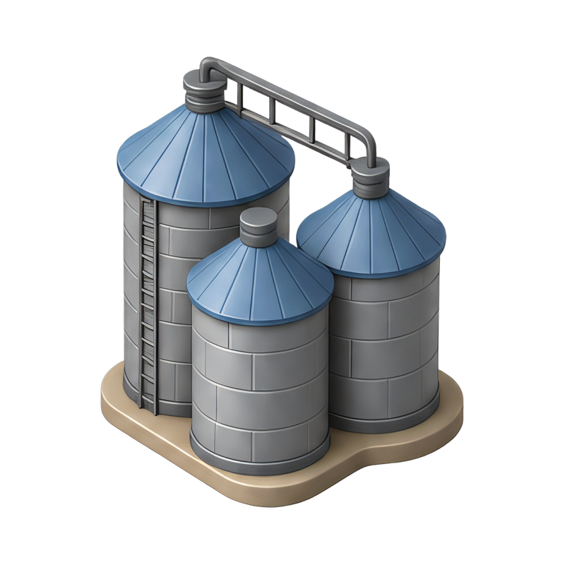 cluster of grain silos