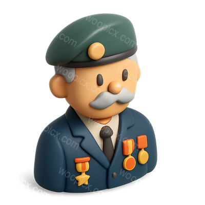 3D Veteran Icon with Medals in Isometric View