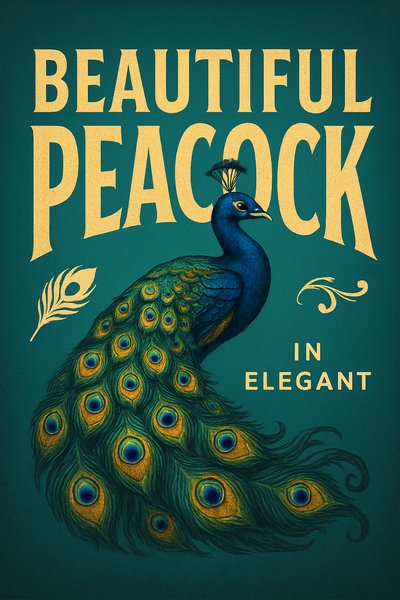 Artistic Illustration of a Peacock with Bold Typography