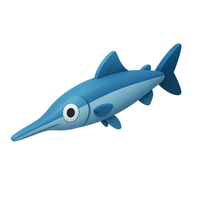 Cartoon Blue Fish Character Illustration