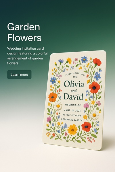 Colorful Garden Flowers Wedding Invitation Design
