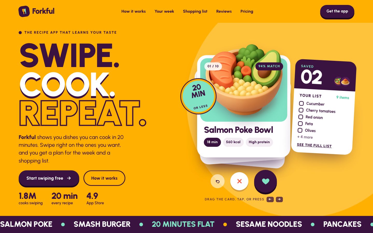 Forkful — landing page template preview