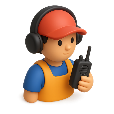 3D Production Icon of a Production Assistant with Walkie Talkie