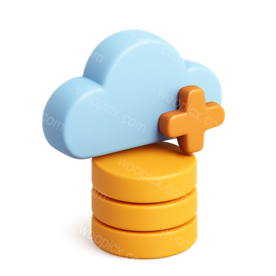 Stylish 3D Cloud Storage Icon with Data Representation