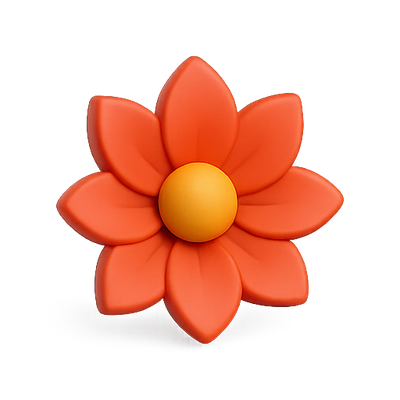 3D Stylized Flower Icon with Vibrant Colors