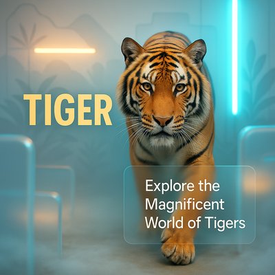 Dynamic Tiger Illustration with Engaging Text Overlay