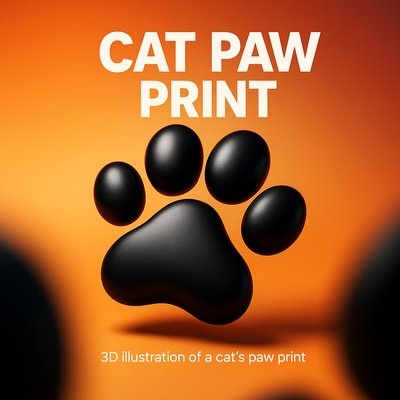 3D Illustration of a Cat's Paw Print on Gradient Background